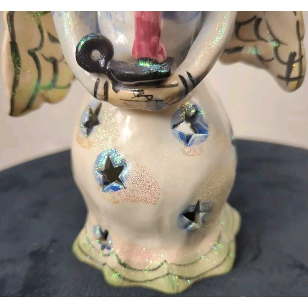 2000 Blue Sky‎ Clayworks Heather Goldminc Christmas Angel Caroler Votive Holder